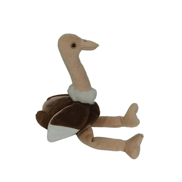 Ty Beanie Babies Plush Stretch Ostrich 1997 Vintage Brown Tan 11.5 inch Toy - Picture 2 of 6